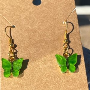 Green butterfly earrings
